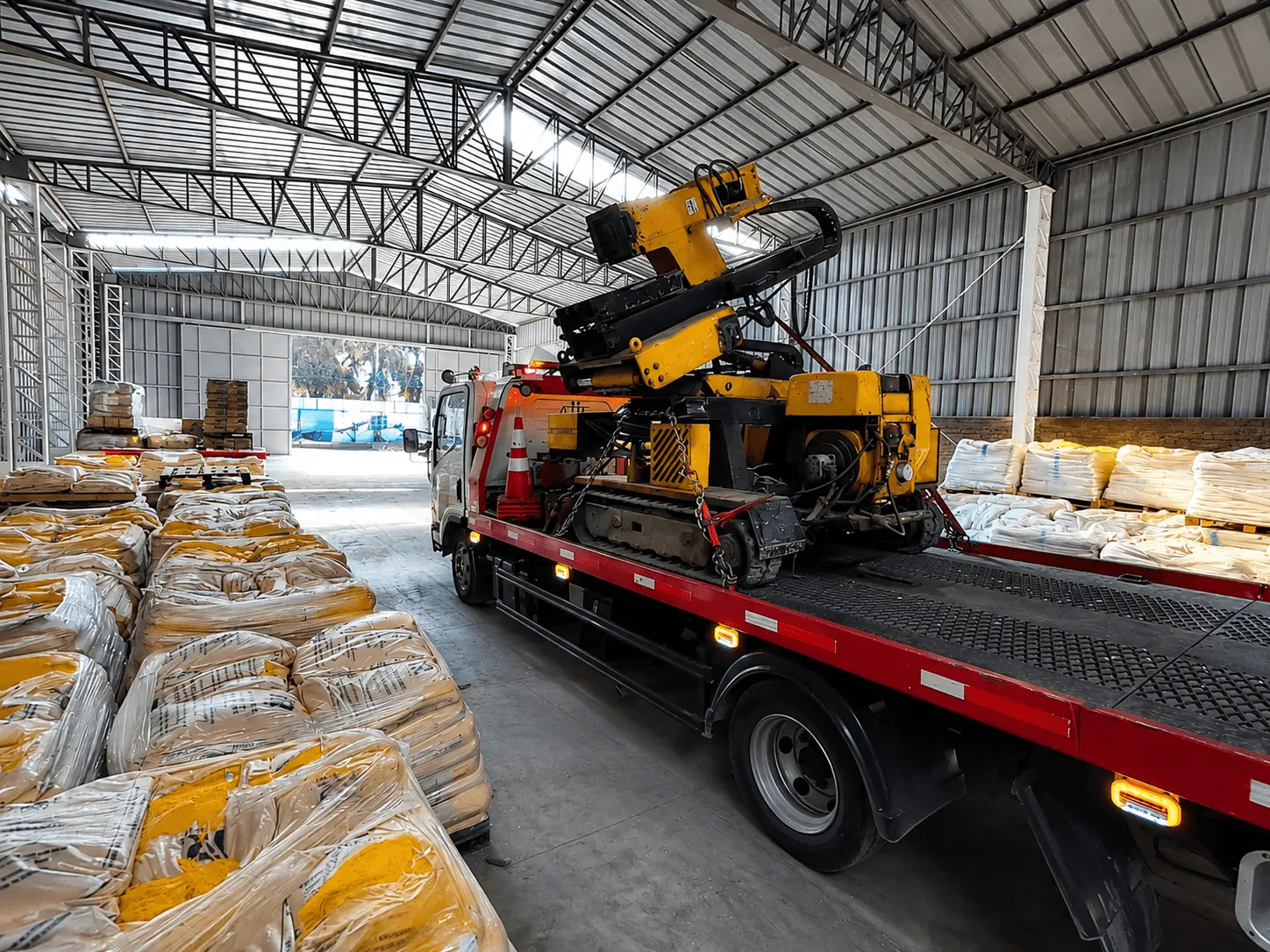 Flota Transportes Gomez — Maquinaria pesada en bodega